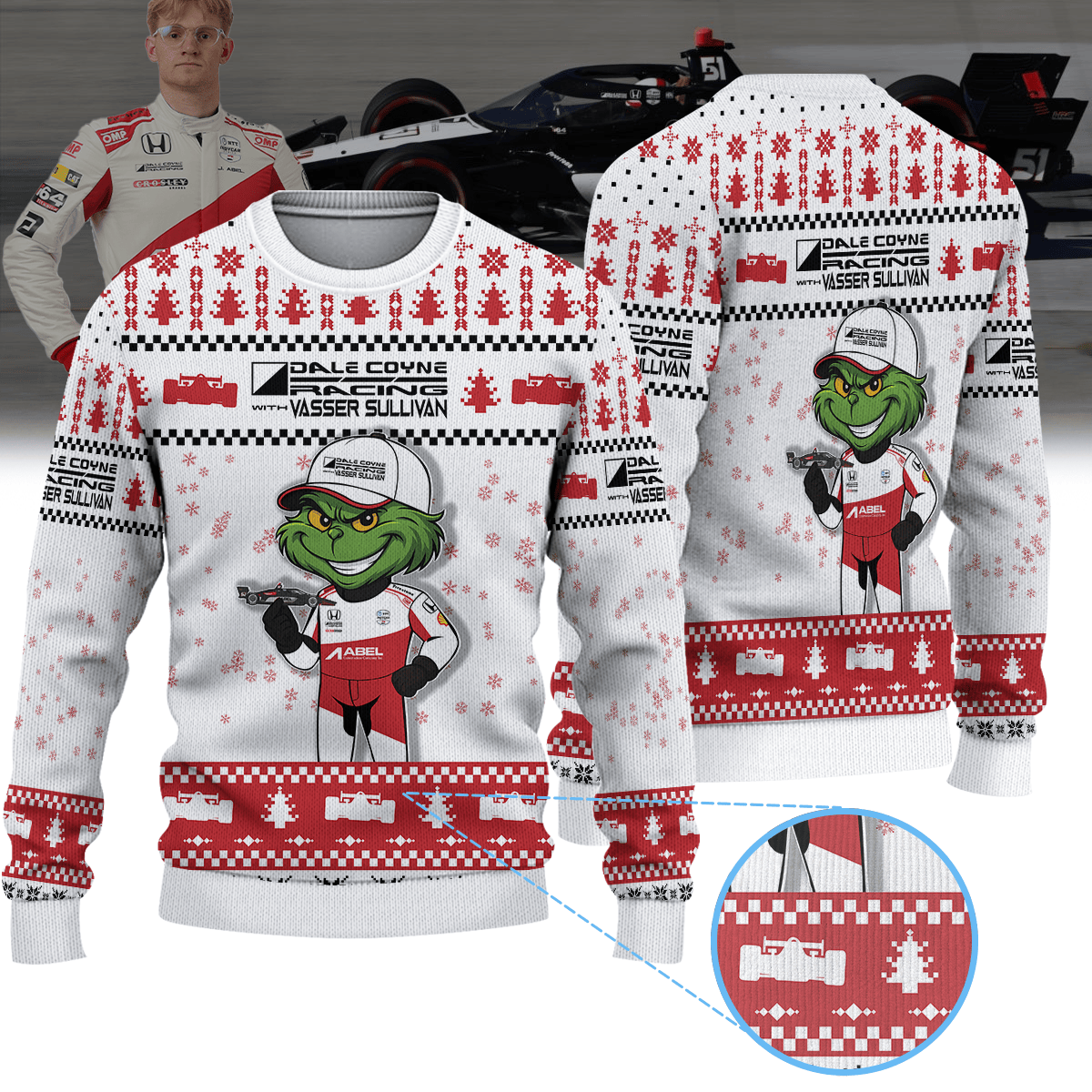 Dale Coyne Racing Jacob Abel IndyCar × Grinch Ugly Christmas Sweater