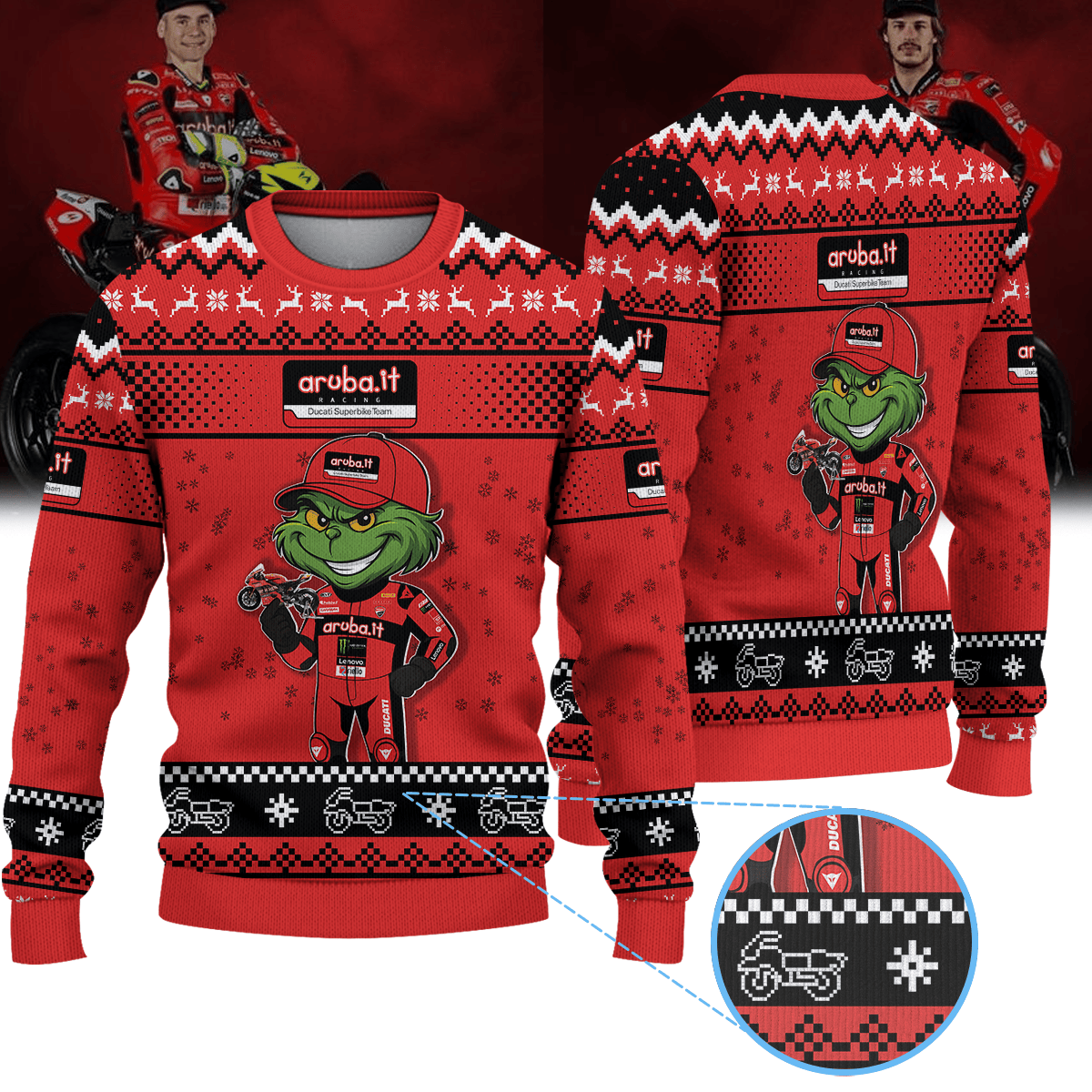 Aruba.it Racing Ducati WorldSBK × Grinch Ugly Christmas Sweater