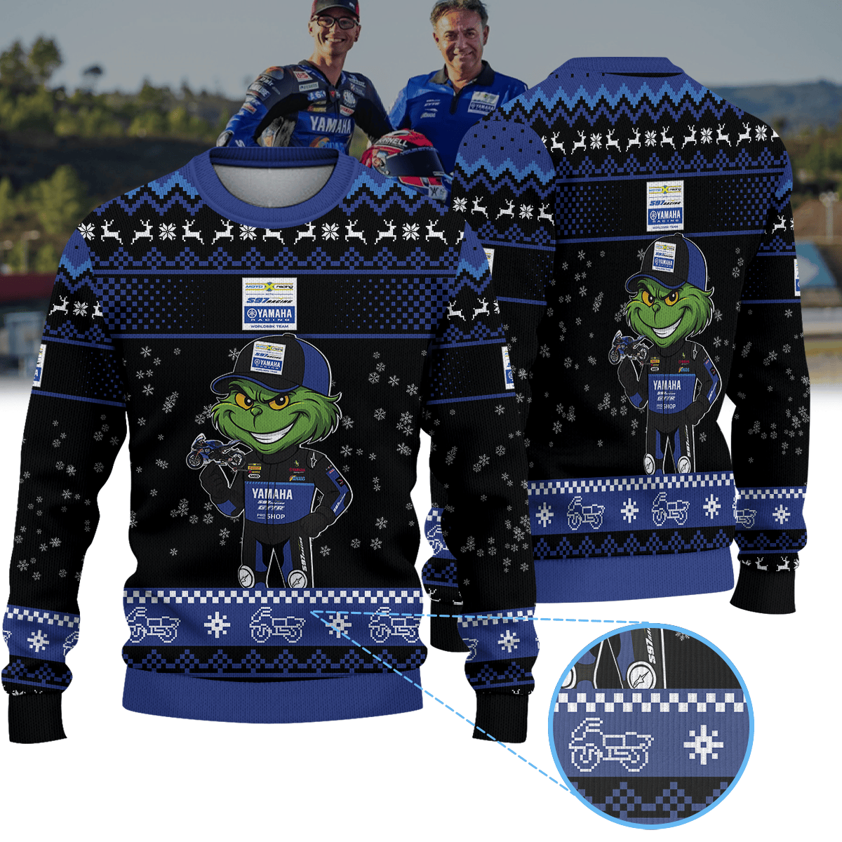 Yamaha Motoxracing WorldSBK Team × Grinch Ugly Christmas Sweater