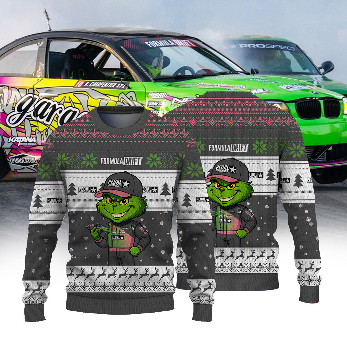 Garagistic Racing Rome Charpentier × Grinch Ugly Christmas Sweater