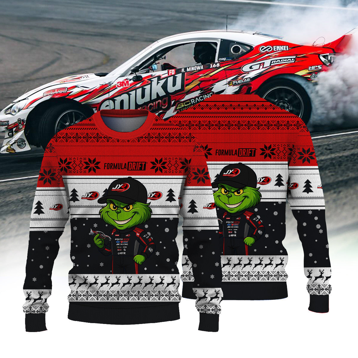 Jerry Yang Racing Hiroya Minowa × Grinch Ugly Christmas Sweater
