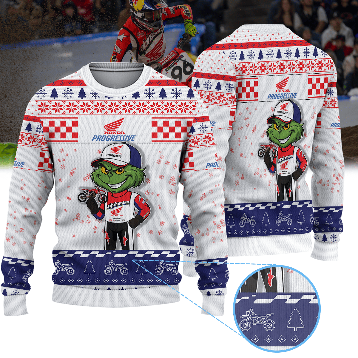 Hunter Lawrence Team Honda HRC Progressive × Grinch Ugly Christmas Sweater