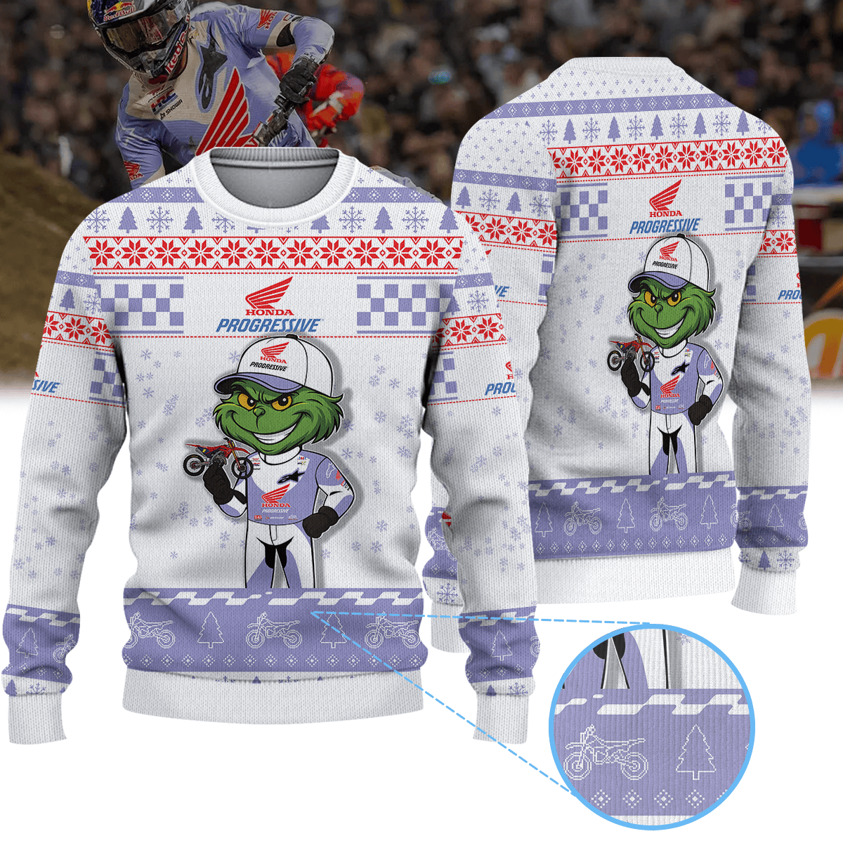 Jett Lawrence Team Honda HRC Progressive × Grinch Ugly Christmas Sweater