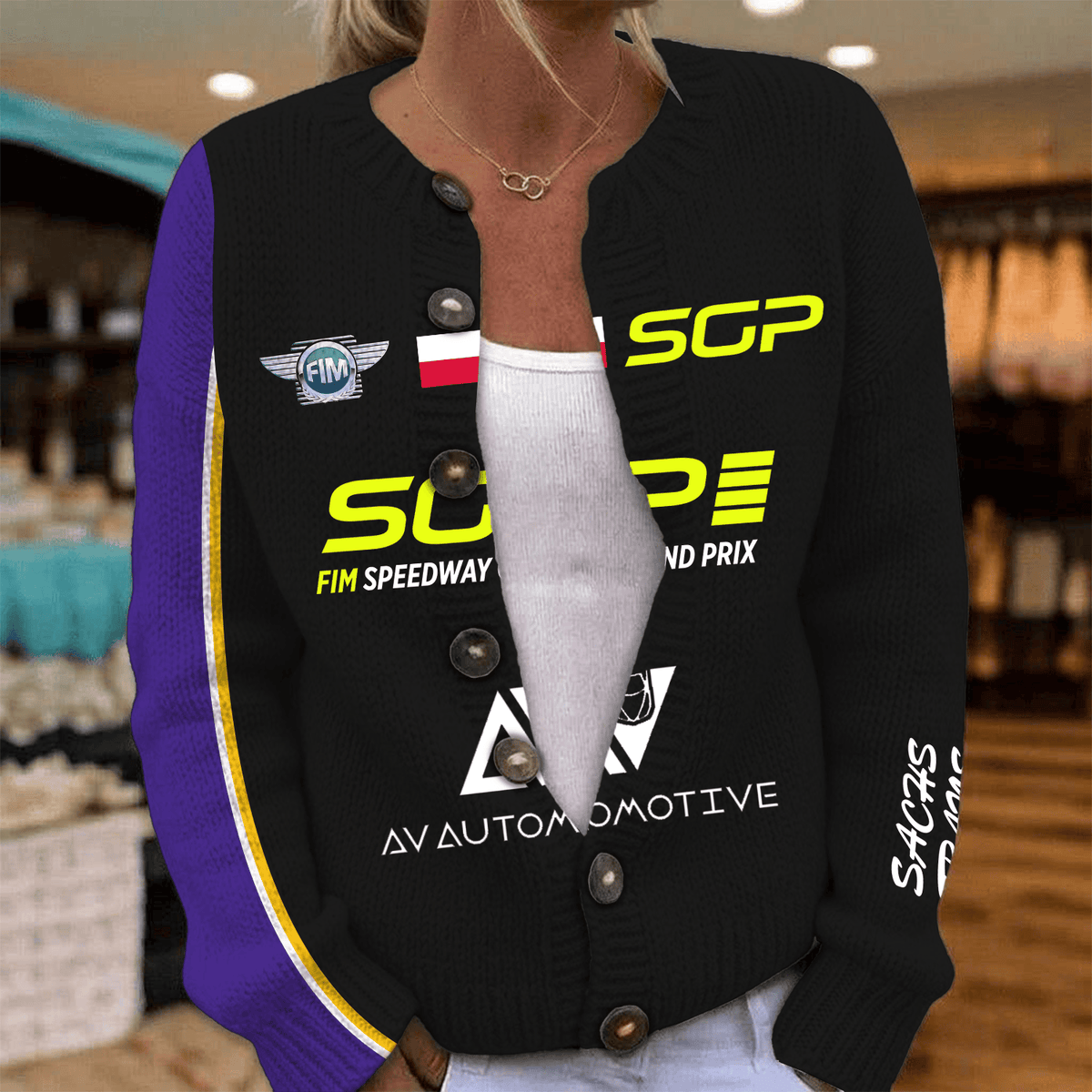 Kacper Woryna Inspired Knit Cardigan FIM Speedway Grand Prix Style