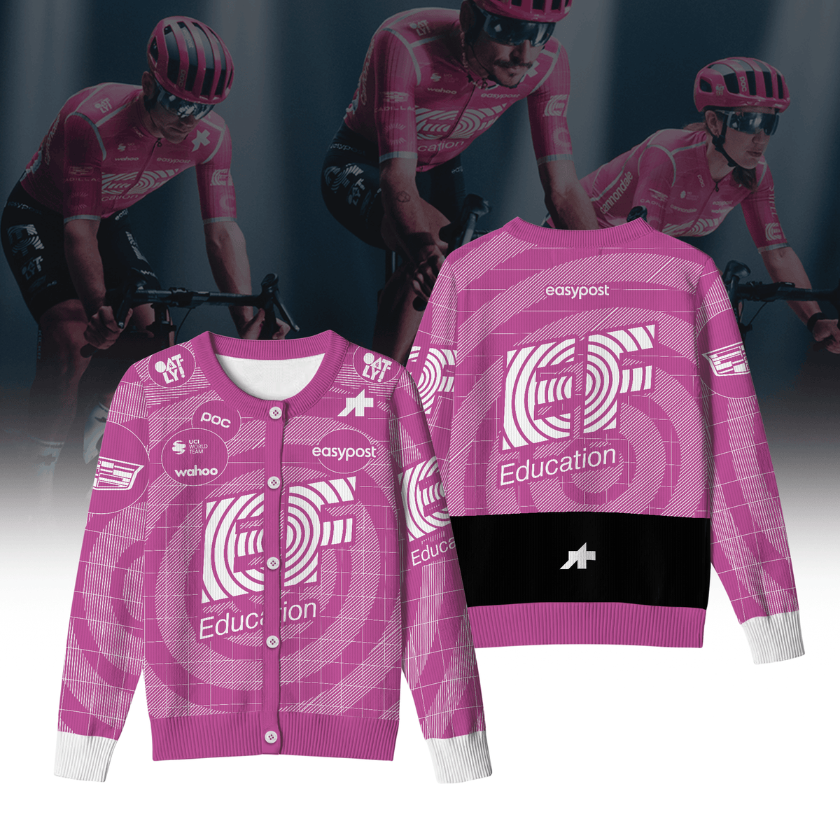 EF Education Easypost Inspired Crewneck Cardigan Pro Cycling Style
