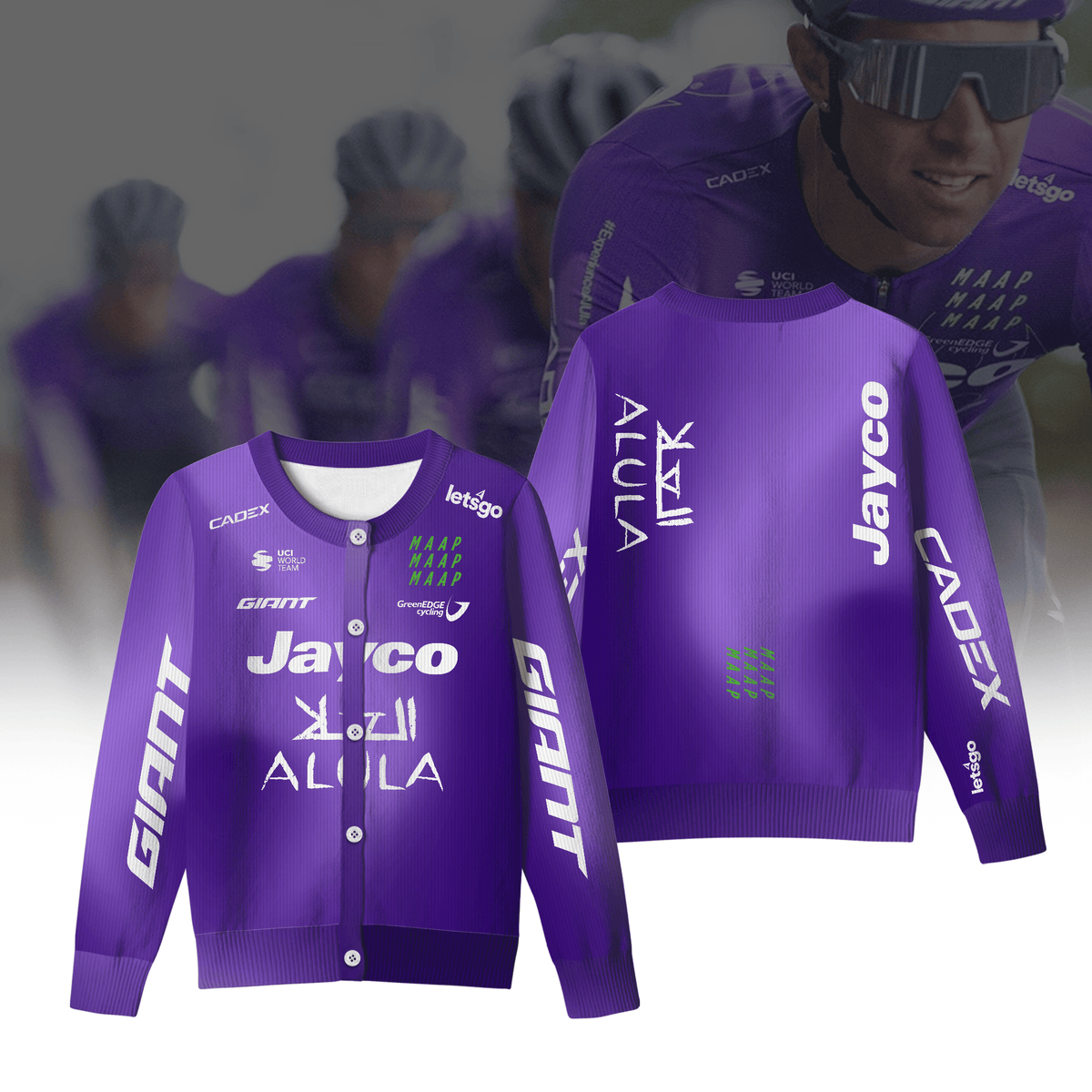 Team Jayco AlUla Inspired Crewneck Cardigan Pro Cycling Style
