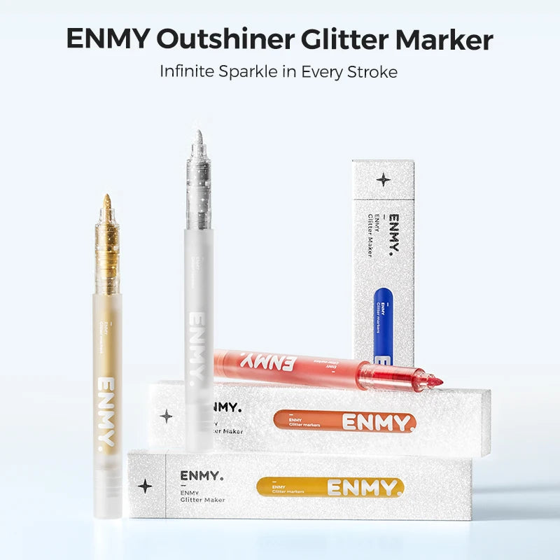 12pcs Glitter Color Shiny Pens Set Bling Sparkling Highlighter Marker 7mm Brush for Drawing Painting Art School Metallic Glitter
