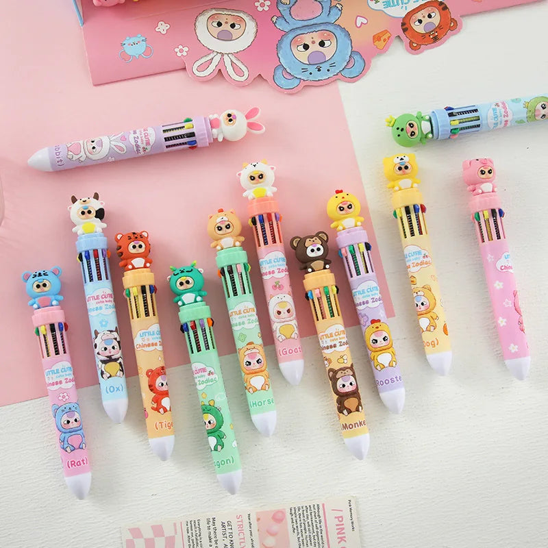 36pcs/Set Ballpoint Pen Baby Three Ten 10color Creative Soft Rubber Shape 0.7mm Multicolor Pen Gel Pen For Write Painting Mark