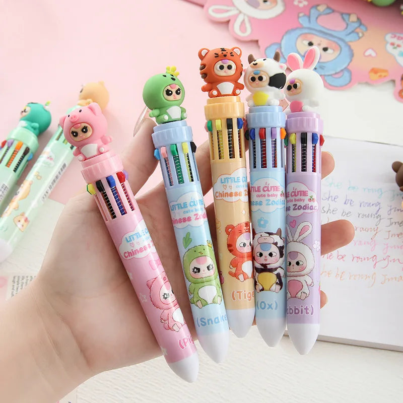 36pcs/Set Ballpoint Pen Baby Three Ten 10color Creative Soft Rubber Shape 0.7mm Multicolor Pen Gel Pen For Write Painting Mark