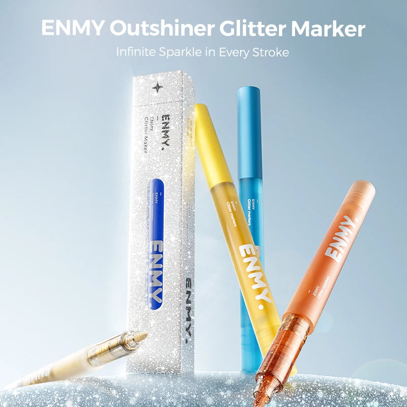 12pcs Glitter Color Shiny Pens Set Bling Sparkling Highlighter Marker 7mm Brush for Drawing Painting Art School Metallic Glitter